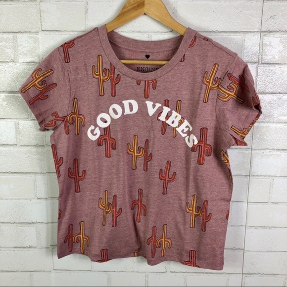 Tops - NWT Good Vibes Cropped Cactus Tee, Festival